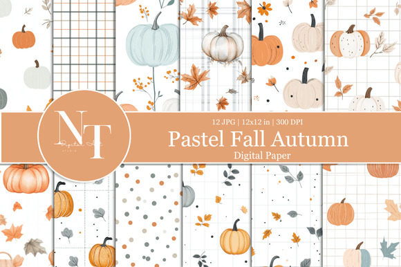 Download Pastel Fall &amp; Autumn Digital Paper - Paper Collection