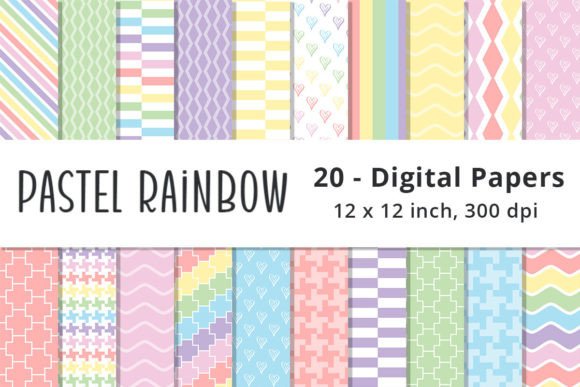 Download Pastel Rainbow Digital Paper Backgrounds - Paper Collection