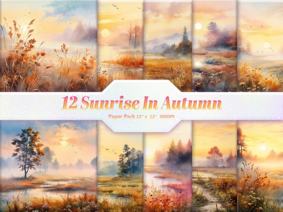 Download Sunrise in Autumn Digital Paper Pack - Paper Collection