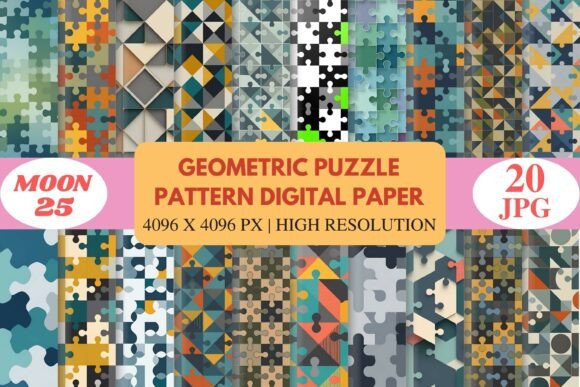 Download Geometric Puzzle Pattern Digital Paper - Paper Collection
