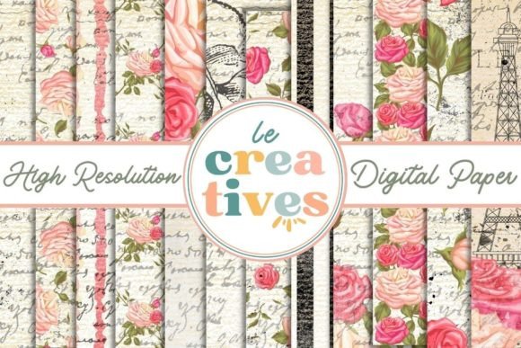 Download VINTAGE ROSES in PARIS DIGITAL PAPER - Paper Collection