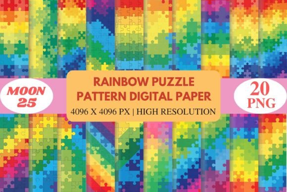 Download Rainbow Puzzle Pattern Digital Paper - Paper Collection