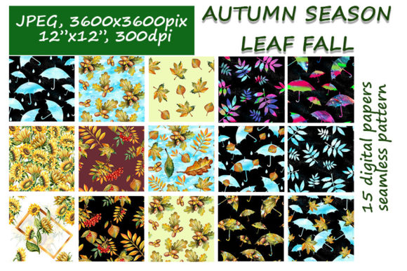 Download Autumn Leaf Fall Patterns Digital Papers - Paper Collection