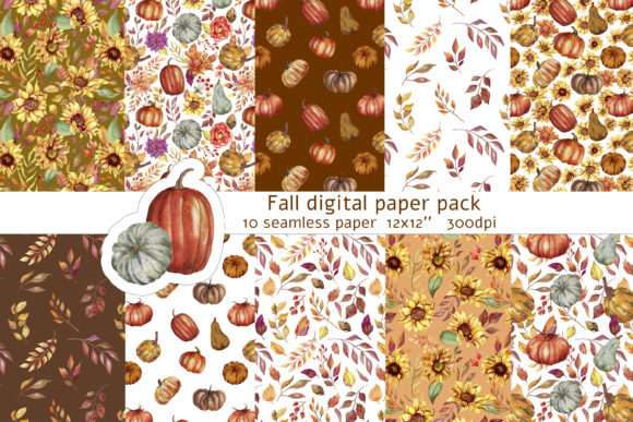 Download Fall Digital Paper Pack Autumn Seamless - Paper Collection