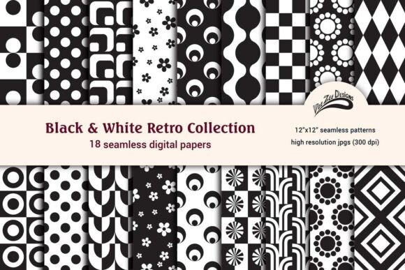 Download Seamless Black and White Digital Papers - Paper Collection
