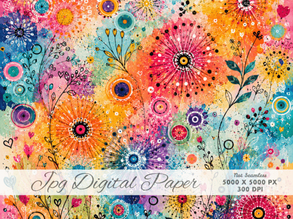 Download Color Splash Garden Digital Paper JPG, a - Paper Collection