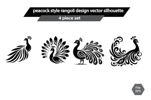 Download Peacock Style Rangoli Design Vector Silh - Rangoli Collection