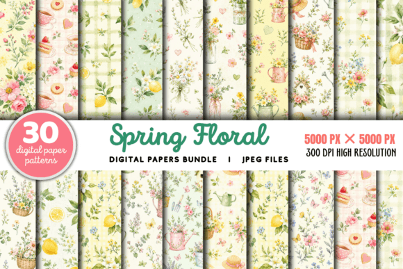 Download Spring Floral Digital Paper Bundle - Paper Collection