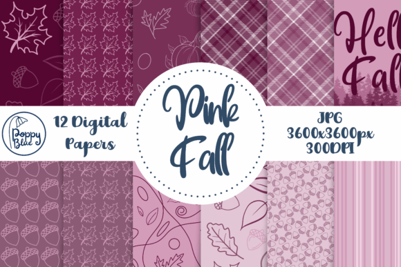 Download Pink Fall Digital Paper Pack - Paper Collection