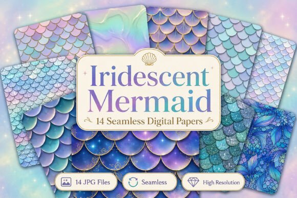 Download Iridescent Mermaid Digital Paper - Paper Collection