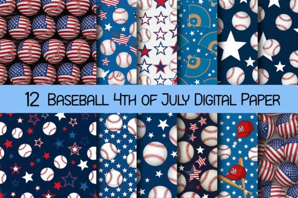 Download Baseball 4th of July Digital Paper - Paper Collection