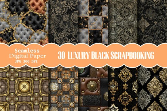 Download Luxury Black Digital Scrapbooking Papers - Paper Collection