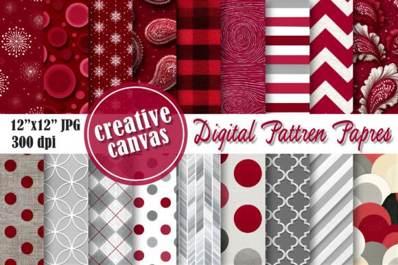 Download Red Christmas Digital Paper Bundle - Paper Collection