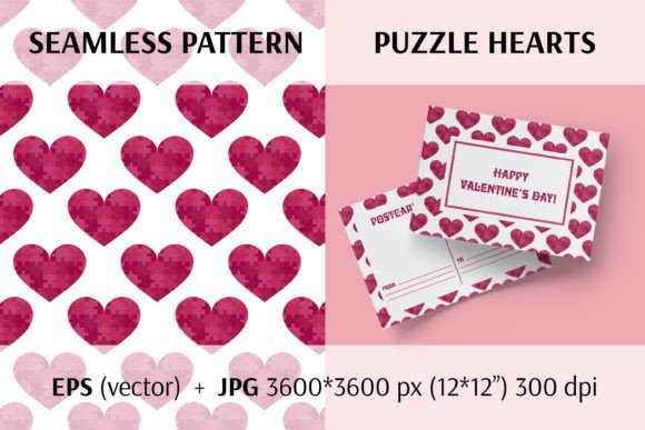 Download Puzzle Hearts Pattern | Digital Paper - Paper Collection