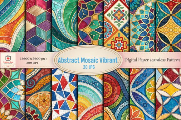 Download Abstract Mosaic Vibrant Digital Paper - Paper Collection