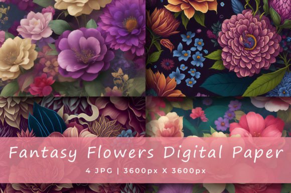 Download Fantasy Flowers Digital Paper Pattern - Paper Collection