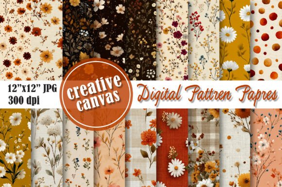 Download Autumn Floral Digital Paper Bundle - Paper Collection