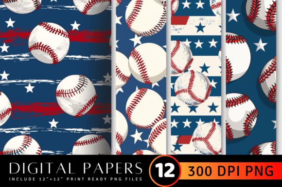 Download Baseball 4th of July Digital Paper Backg - Paper Collection