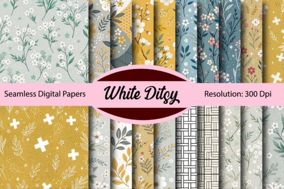 Download WHITE DITSY Seamless Digital Paper - Paper Collection