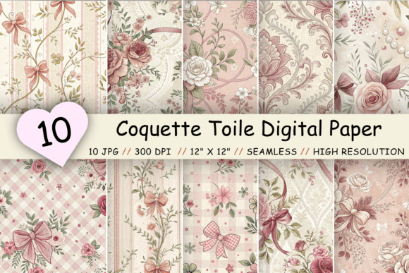 Download Coquette Toile Digital Paper Pack - Paper Collection