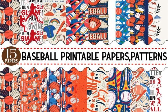 Download Baseball Printable Papers,Patterns - Paper Collection