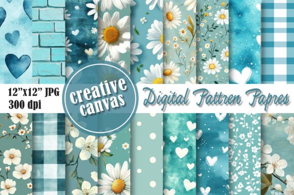 Download Blue Floral Digital Paper Bundle - Paper Collection