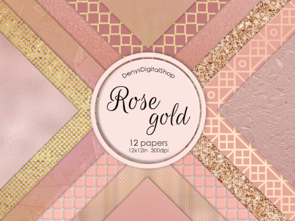 Download Rose Gold Digital Scrapbooking Papers - Paper Collection