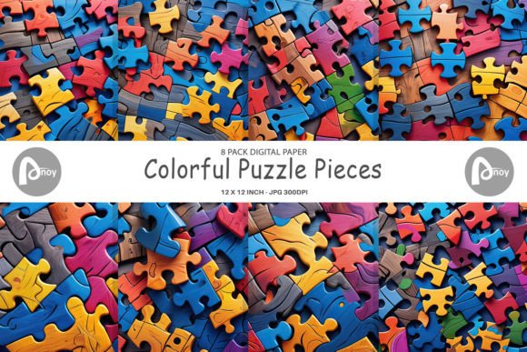 Download Digital Paper Colorful Puzzle Pieces - Paper Collection