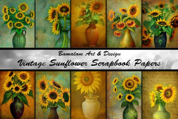 Download Vintage Sunflower Scrapbook Papers - Paper Collection