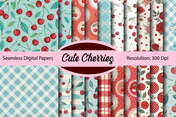Download CUTE CHERRIES Seamless Digital Paper - Paper Collection