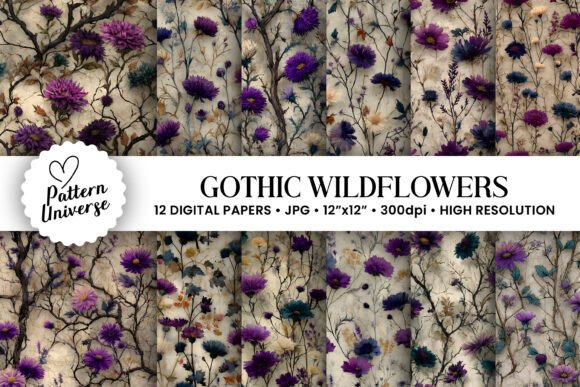 Download Gothic Wildflowers Garden Digital Papers - Paper Collection