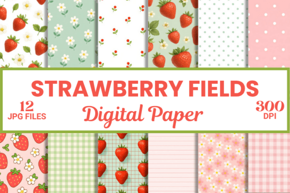 Download Strawberry Fields Digital Paper Pattern - Paper Collection