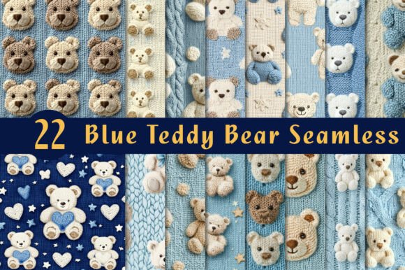 Download Blue Teddy Bear Seamless Repeat Pattern - Seamless repeat Collection