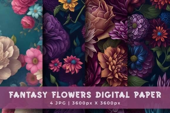 Download Fantasy Flowers Digital Paper Pattern - Paper Collection