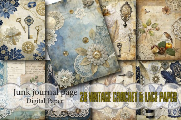 Download Vintage Crochet &amp; Lace Paper Pack - Paper Collection