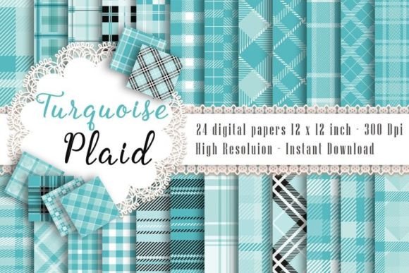 Download Turquoise Plaid Digital Papers - Paper Collection