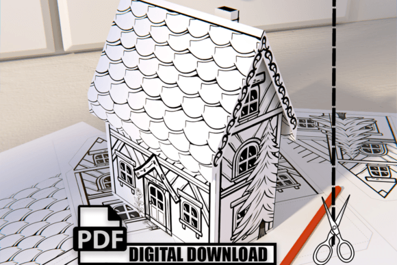Download Kids Craft Paper House 3D Coloring Page - Paper Collection