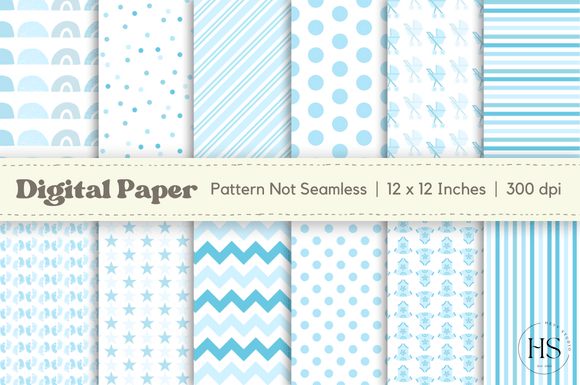 Download Blue Baby Boy Digital Paper Pattern Pack - Paper Collection