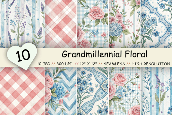 Download Grandmillennial Floral Digital Paper - Paper Collection