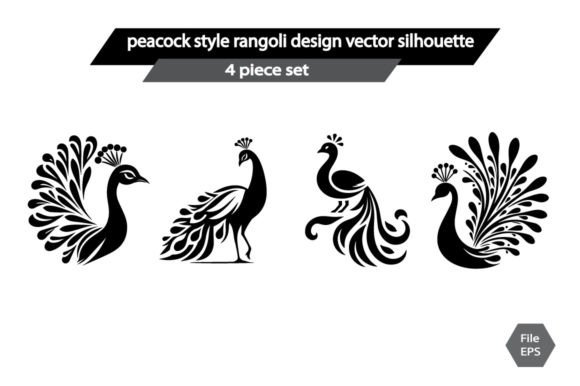 Download Peacock Style Rangoli Design Vector Silh - Rangoli Collection