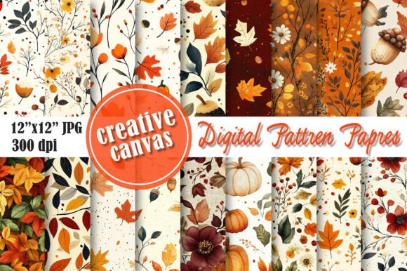 Download Autumn Floral Digital Paper Bundle - Paper Collection