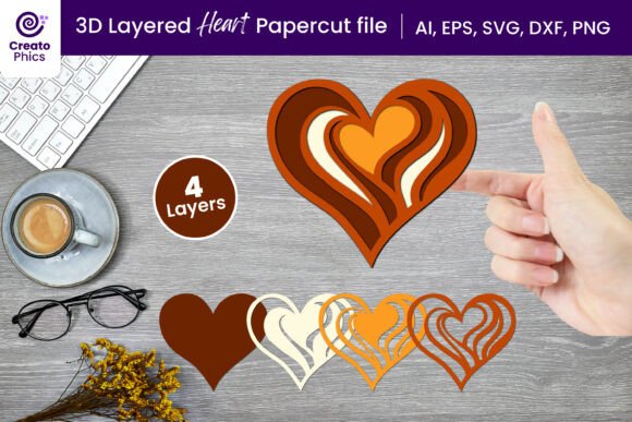 Download 3D Layered Love Heart Paper, Laser Cut - Paper Collection