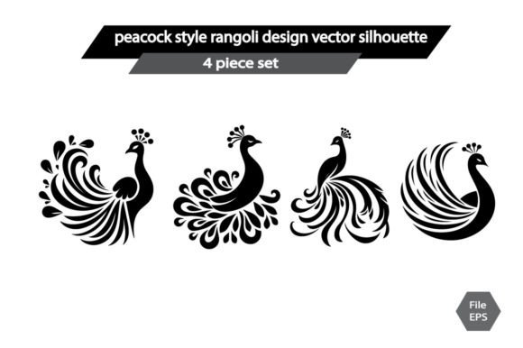 Download Peacock Style Rangoli Design Vector Silh - Rangoli Collection