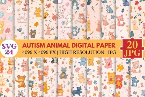 Download Autism Animal Digital Paper - Paper Collection