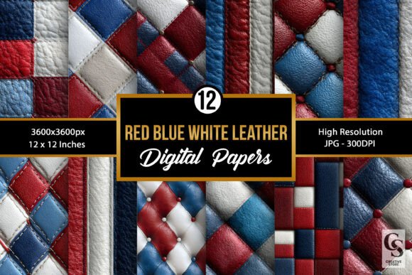 Download Red Blue White Leather Digital Paper - Paper Collection