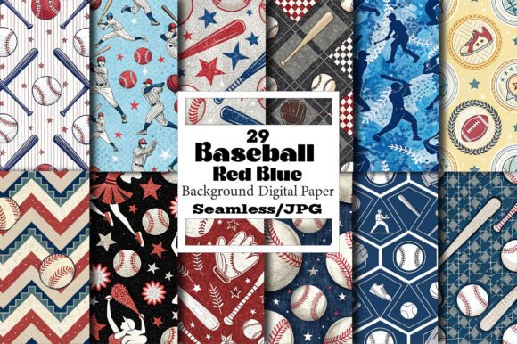 Download Baseball Red Blue Digital Papers Designs - Paper Collection