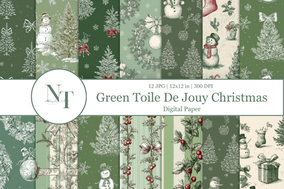 Download Toile De Jouy Christmas Digital Paper - Paper Collection