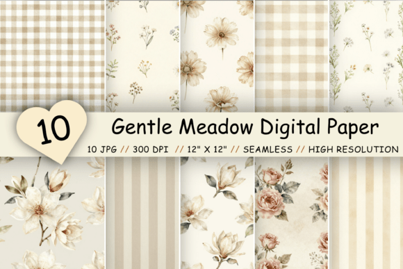 Download Gentle Meadow Digital Paper Pack - Paper Collection