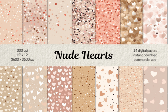 Download Valentines Nude Hearts Digital Papers - Paper Collection