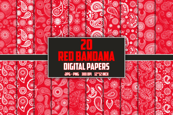 Download Red Bandana Paisley Digital Papers - Paper Collection